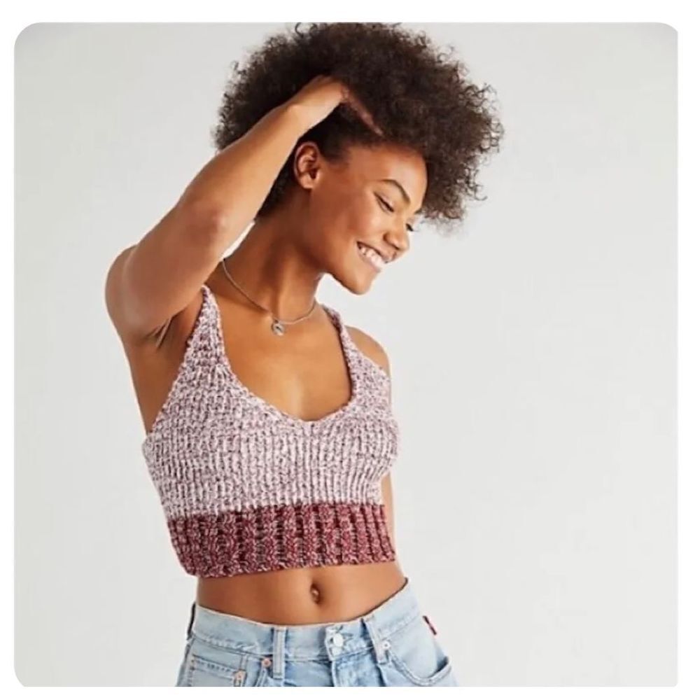 Free People Here All Day Brami In Ethereal Combo Sweater Cropped Medium
